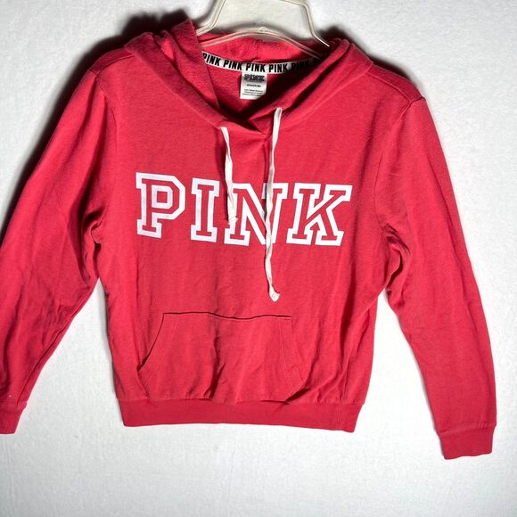Victoria's Secret PINK Bright Pink Hoodie‎ with White Lettering Ladies Size S - Picture 5 of 10